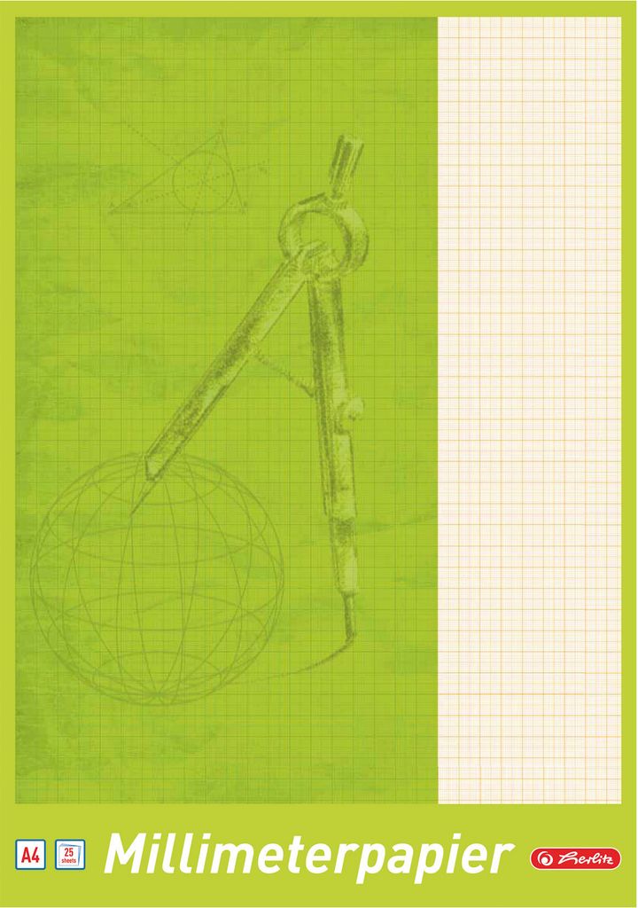 5 Blöcke Herlitz Millimeterpapier / 25 Blatt je Block / DIN A4
