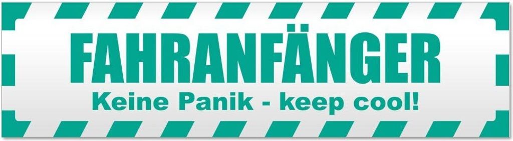 Kiwistar - Autoaufkleber - Türkis - 45 x 12 cm - Fahranfänger. Keine Panik - Keep cool! Gestreift - Hinweis Aufkleber Sticker für Auto, Kfz, Fah...
