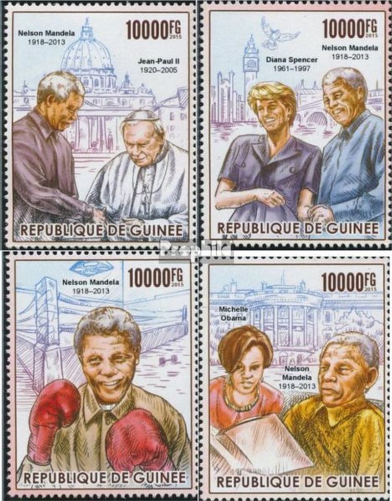 Briefmarken Guinea 2015 Mi 11358-11361 (kompl. Ausgabe) postfrisch Nelson Mandela