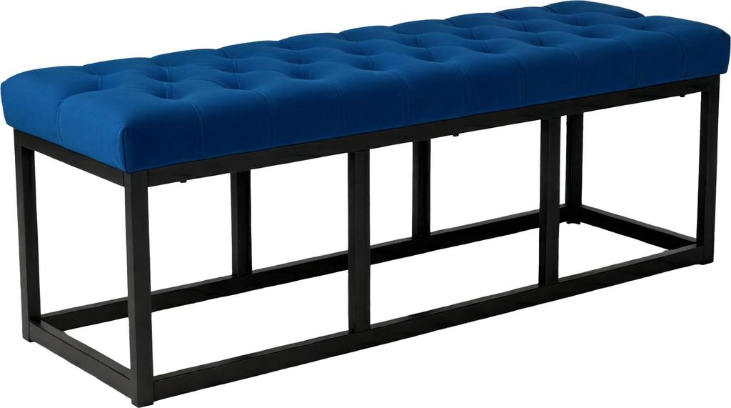 CLP Sitzbank Polson, Modern, Gestell schwarz, Samt, Gesteppt, Bodenschoner, Design,blau 120 cm