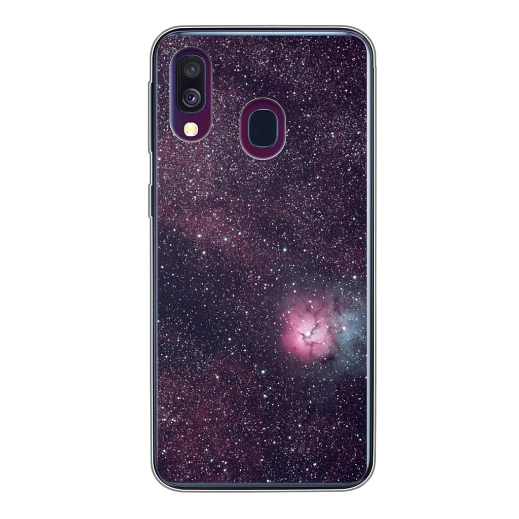 MuchoWow Handyhülle Schutzhülle Hülle für Samsung Galaxy A40 Universum - Sterne - Rosa - Jungen - Mädchen - Kinder Silikon Softcase Handy H...