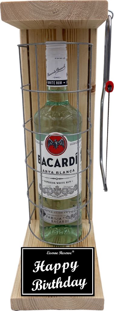Bacardi - Happy Birthday - Eiserne Reserve Gitterkäfig Geschenk zum Geburtstag