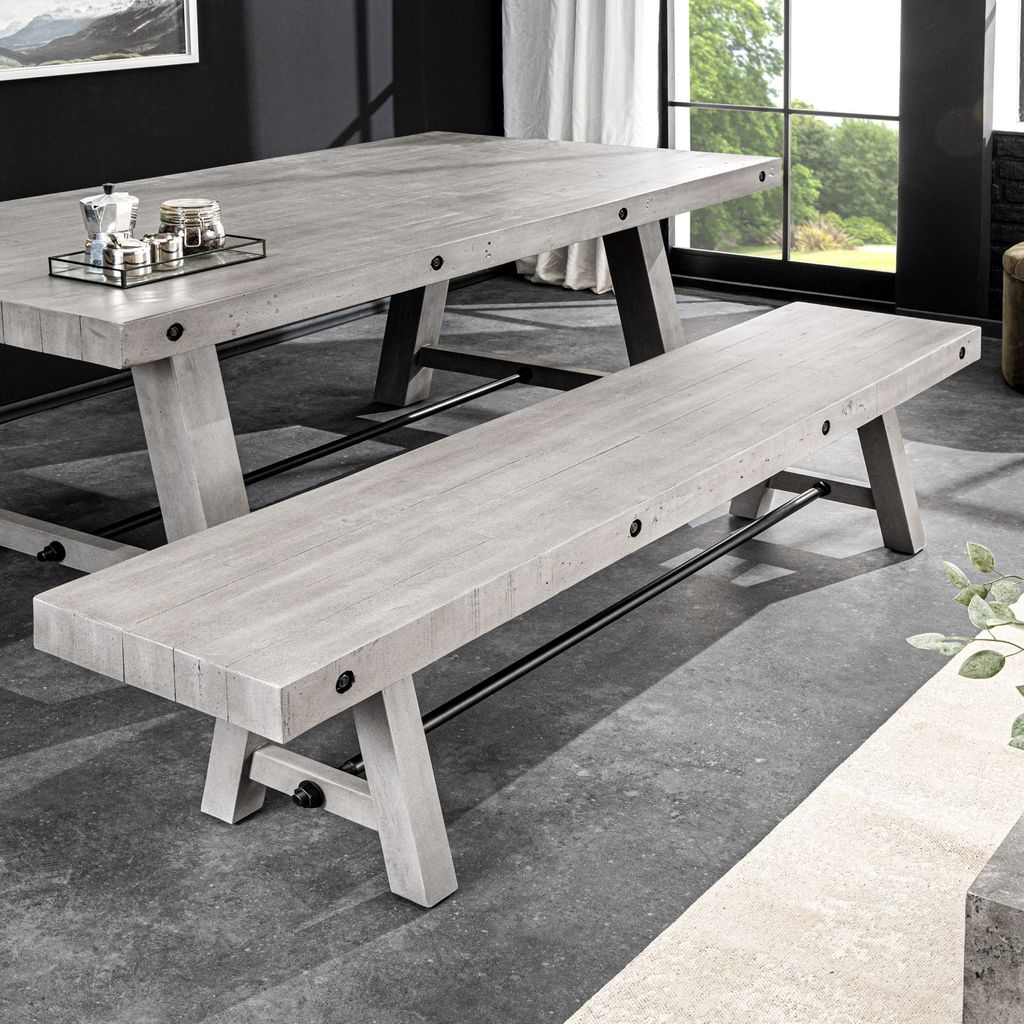 riess-ambiente Industrial Sitzbank FINCA 200cm grau Pinie recyceltes Massivholz Eisen Bank Holzbank