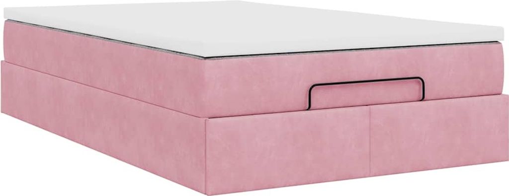 Ottoman-Bett mit Matratze Rosa 120x190 cm Samt