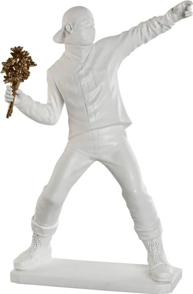 Grande sculpture abstraite Blanche et Or Home ESPRIT 66 cm design
