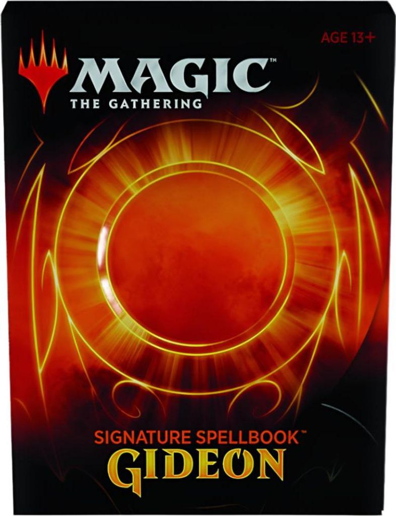 The image shows the front packaging of a Magic: The Gathering Signature Spellbook - Gideon.