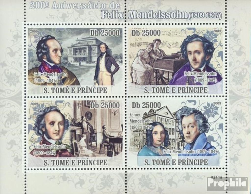 Briefmarken Sao Tome e Principe 2009 Mi 3865-3868 Kleinbogen (kompl.Ausg.) postfrisch Geburtstage von Persönlichkeiten