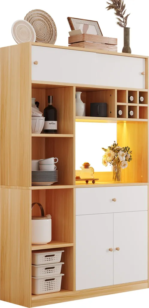 Buffet de cuisine pour ranger vaisselle et micro-ondes, solution LED - 12
