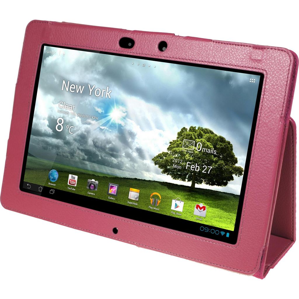 PhoneNatic Kunst-Lederhülle kompatibel mit Asus Transformer Pad Infinity TF700 - Wallet pink + 2 Schutzfolien