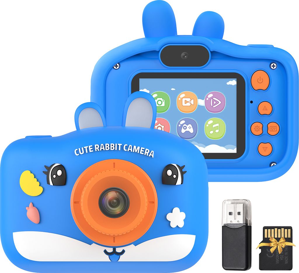 1080P-Digitalkamera fuer Kinder, digitale Videokamera fuer Kinder, Doppelobjektiv, 2,0-Zoll-IPS-Bildschirm, 8-facher Zoom, Selfie-Timer, OTG, Musik...