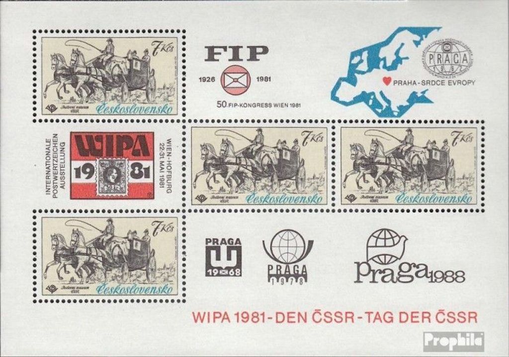 Briefmarken Tschechoslowakei 1981 Mi Block44 (kompl.Ausg.) postfrisch Postmuseum
