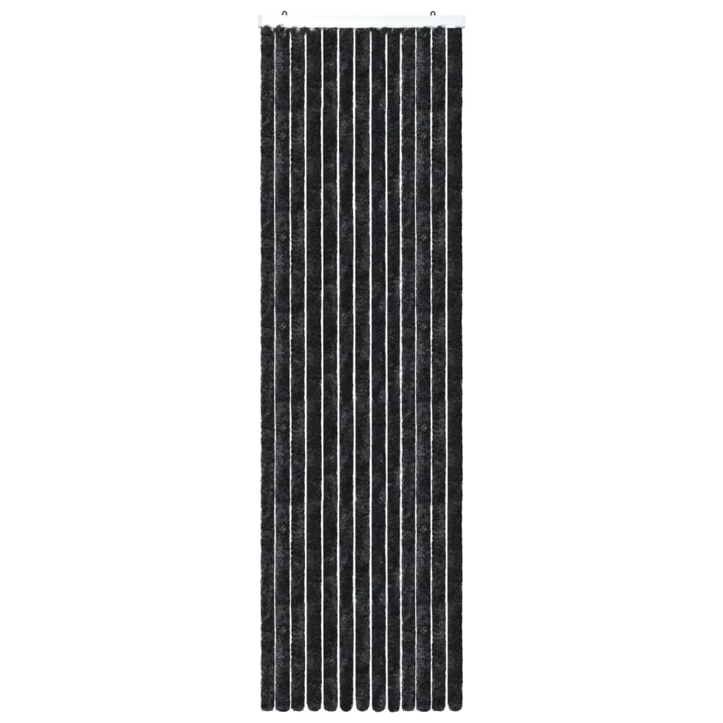 Stopper les mouches : rideau chenille anthracite 118x220 cm pour porte