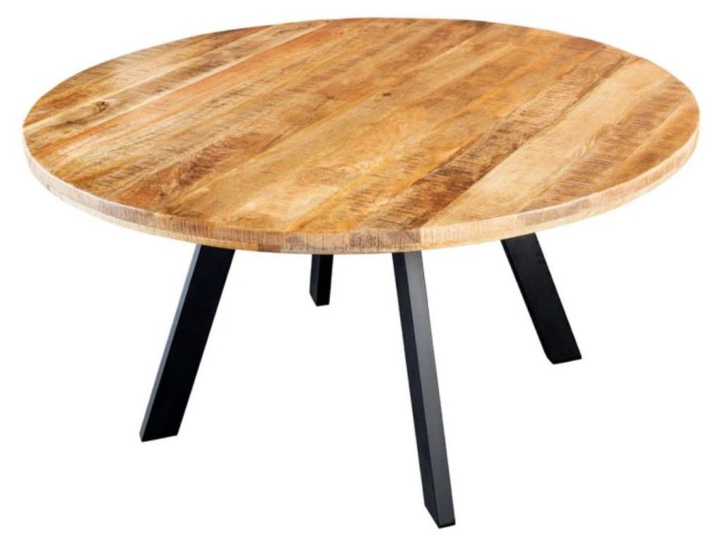 Esstisch LODEN – Massivholz und Metall – 140 cm – Rund – Industriestil