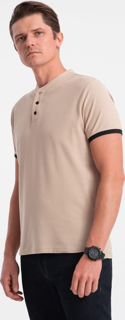 Ombre Clothing Herren-T-Shirt mit Kragen Phukzon beige L