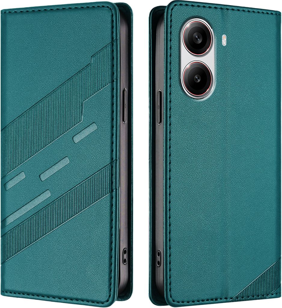 Hülle für Xiaomi Redmi Turbo 4 /Poco X7 Pro 5G, Kunstleder Brieftaschen Handyhülle mit Kartenfach und Standfunktion Grün