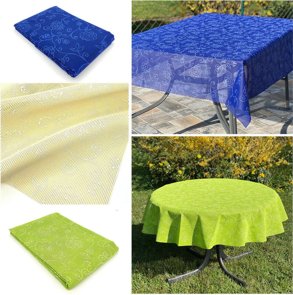heimtexland Outdoor Garten Camping Tischdecke Ranke Wetterfest UV-Beständig Waschbar Weichschaum Gartentischdecke Typ798 Gelb 160 cm rund