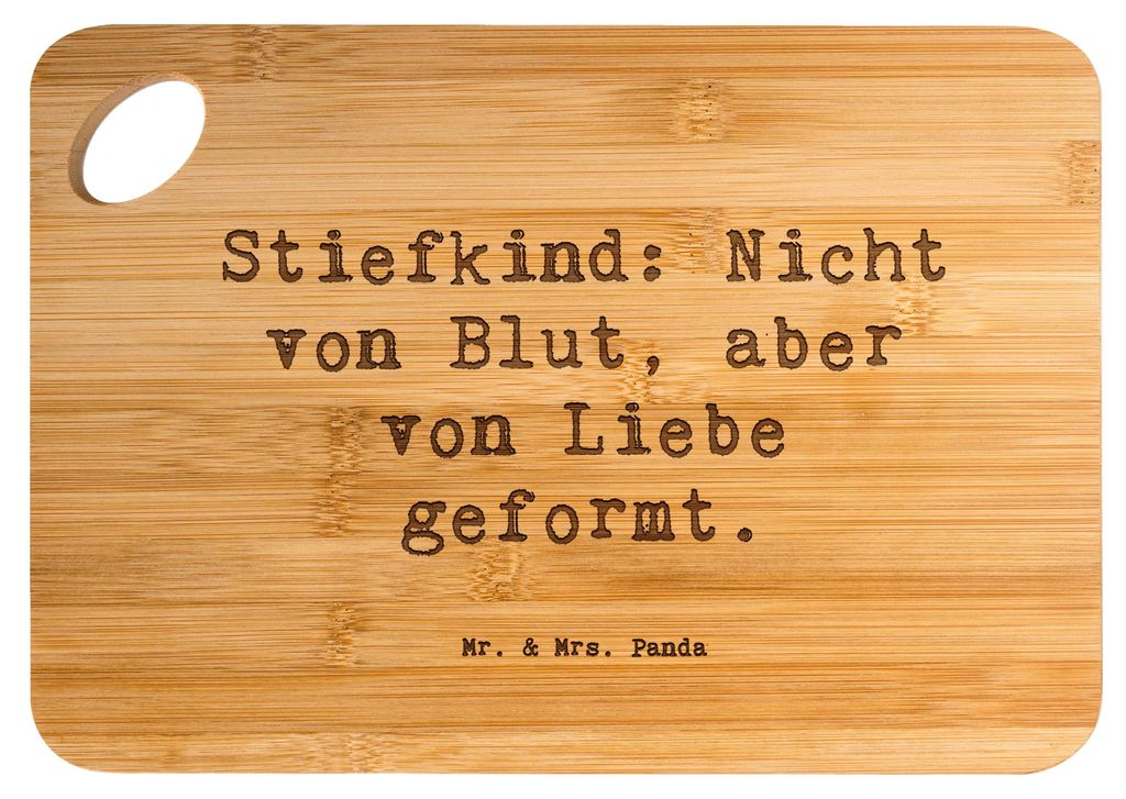 Mr. & Mrs. Panda Holzbrett Spruch Stiefkind von Liebe - Transparent - Geschenk, persönliche Erinnerungen, besondere Rolle, schneidbrett, Familienb...