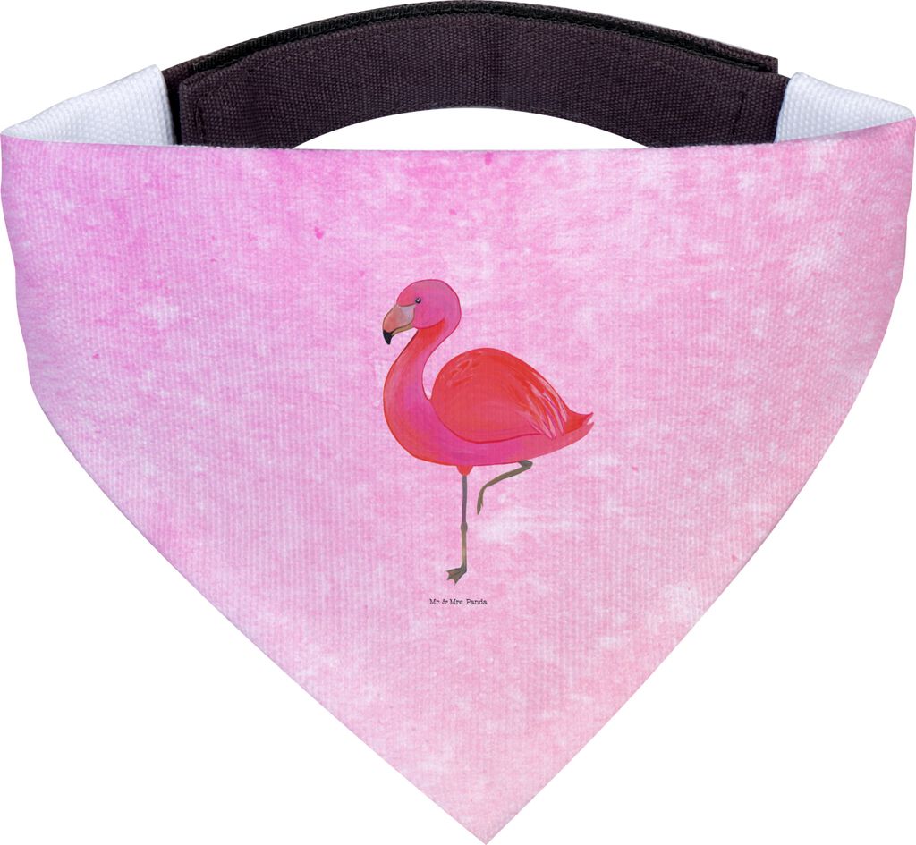 Mr. & Mrs. Panda Halstuch Flamingo Classic - Aquarell Pink - Geschenk, Prächtig, Hundehalstuch, Ich, Freundin, Hund, Bandana für Hunde, Geschwist...