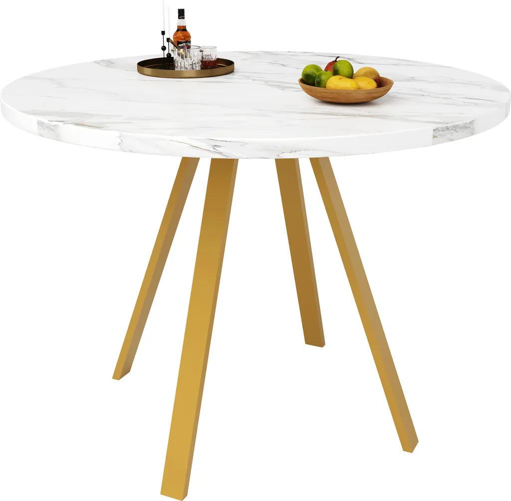 Table ronde marbre et or 80cm : la solution chic pour petits salons - 4