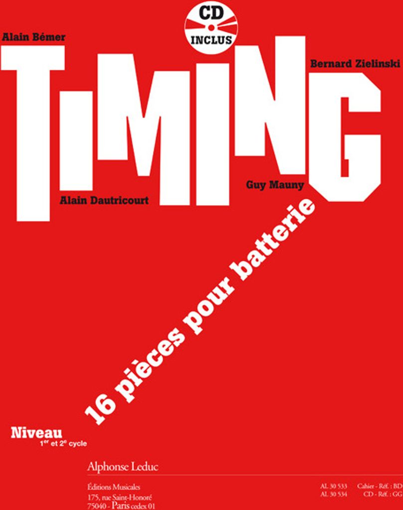 Auteurs Divers Timing 16 Pieces Pour Batterie Avec Cd