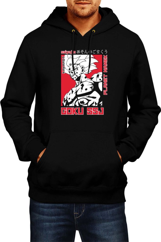 Herren Kapuzenpullover Dragon Anime Manga Ball Z Goku Ssj 04, Man S / Schwarz