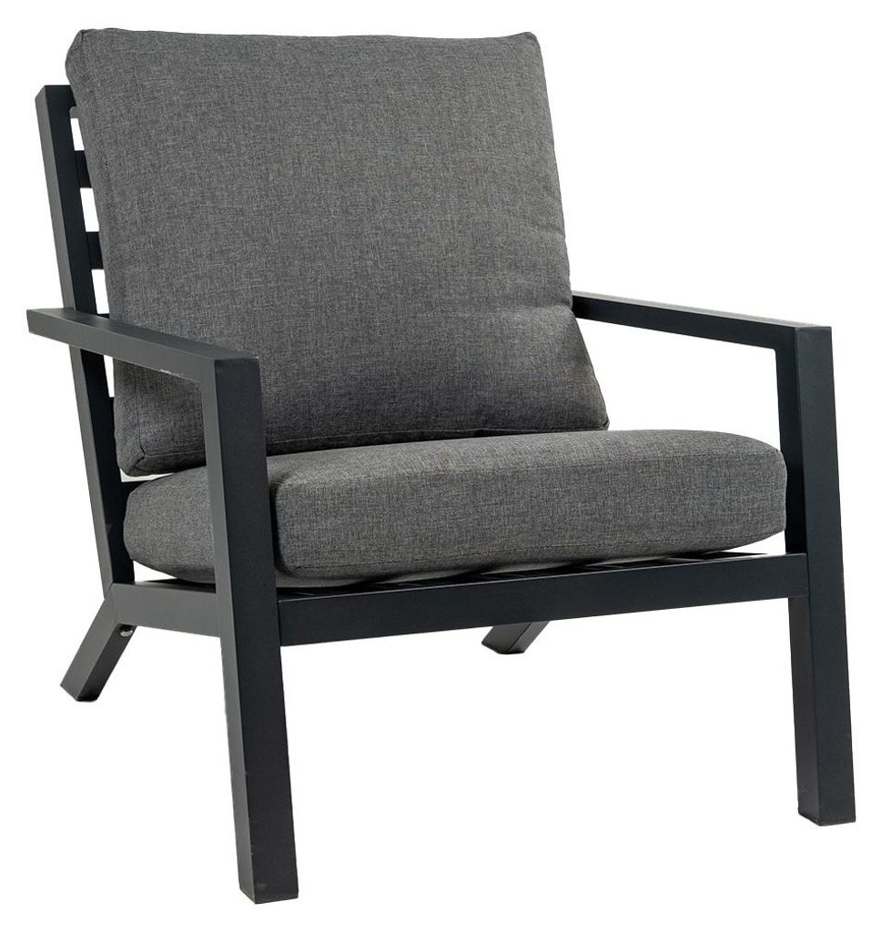 Lounge-Sessel Bezano | Mattschwarz / Grau | Aluminium | 2er Set