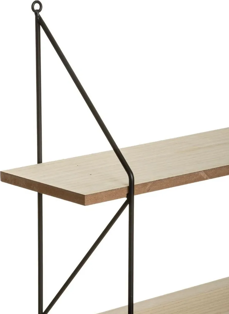 Étagère murale industrielle 81x60 cm bois marron et métal noir - 3 niveaux