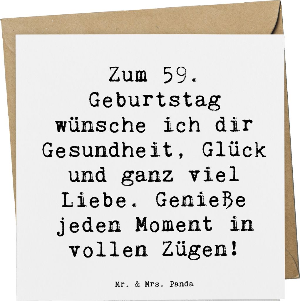 Mr. & Mrs. Panda Grußkarte Spruch 59. Geburtstag - Weiß - Geschenk, besondere Menschen, Jubiläum, Happy Birthday, Klappkarte, Geburtstagsüberra...