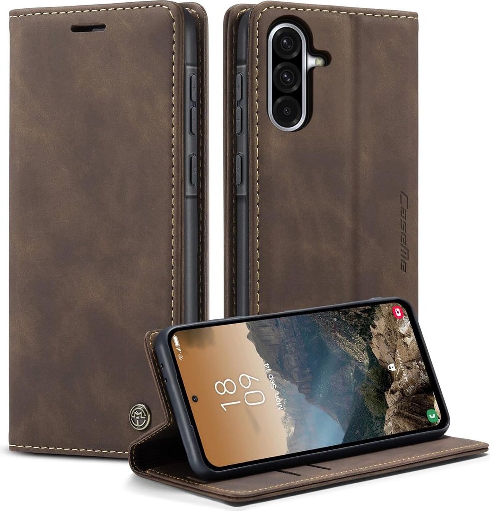 Hülle Samsung Galaxy A56 Handyhülle Klapphülle Tasche Etui Flip Case Dunkelbraun