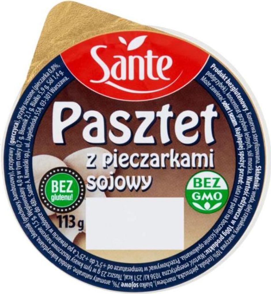 Pasztet Sojowy z Pieczarkami 113g Sante Zdjęcie produktu 
