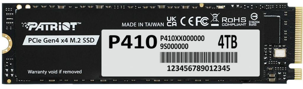 Patriot P410 4 TB, SSD, (PCIe 4.0 x4, NVMe 1.4, M.2 2280)