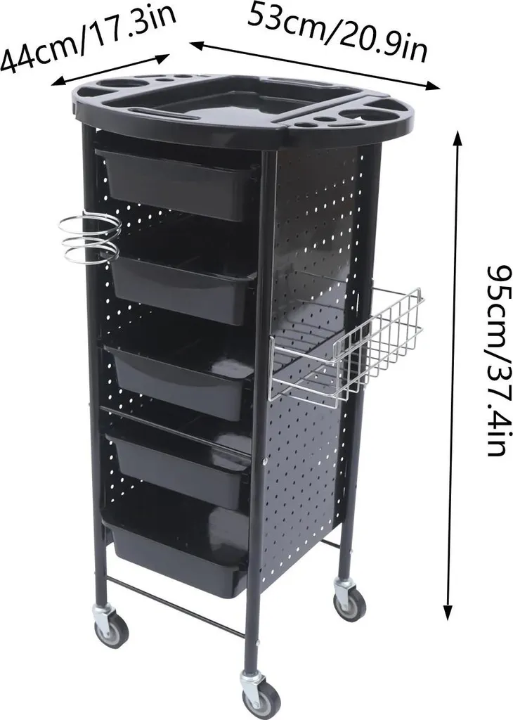 Chariot coiffeur avec surface galvanisée et structure fer haute qualité