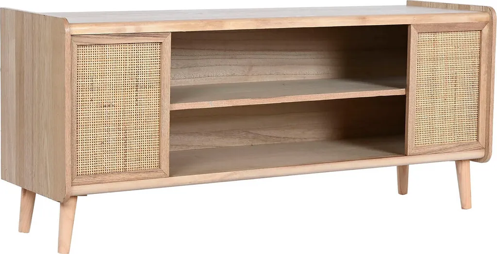 Meuble de salon en paulownia et rotin tressé Home ESPRIT 120x35x54cm