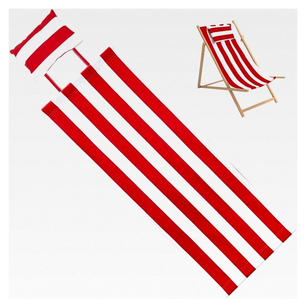 Ersatzbezug für Slingstühle mit Kissen, faltbarer Liegestuhl, Stoff 113x43cm, rot-weiß gestreift, für Terrasse und Outdoor