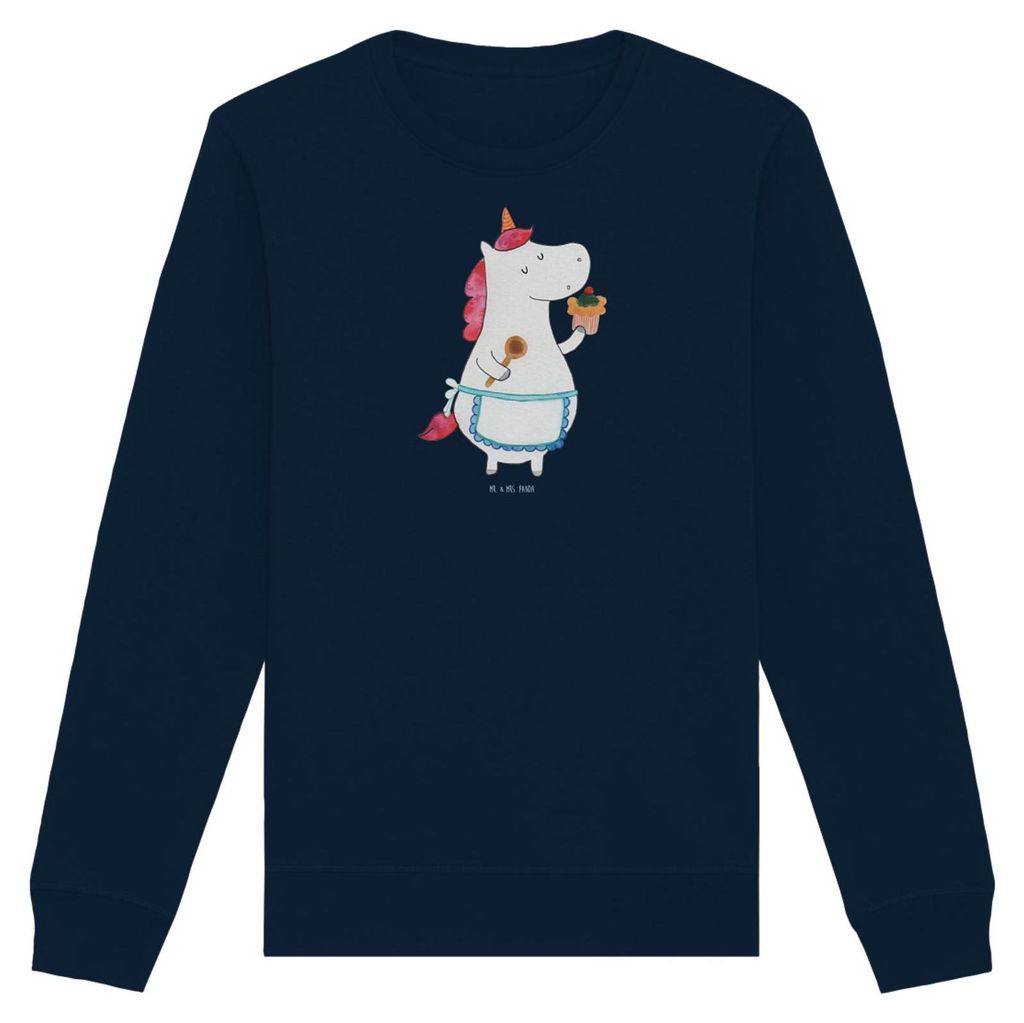 Mr. & Mrs. Panda Baumwoll Pullover Einhorn Küche Größe XL - French Navy - Geschenk, Muffin, Einhörner, Träumen, Sweatshirt, Sweater, Unicorn, ...