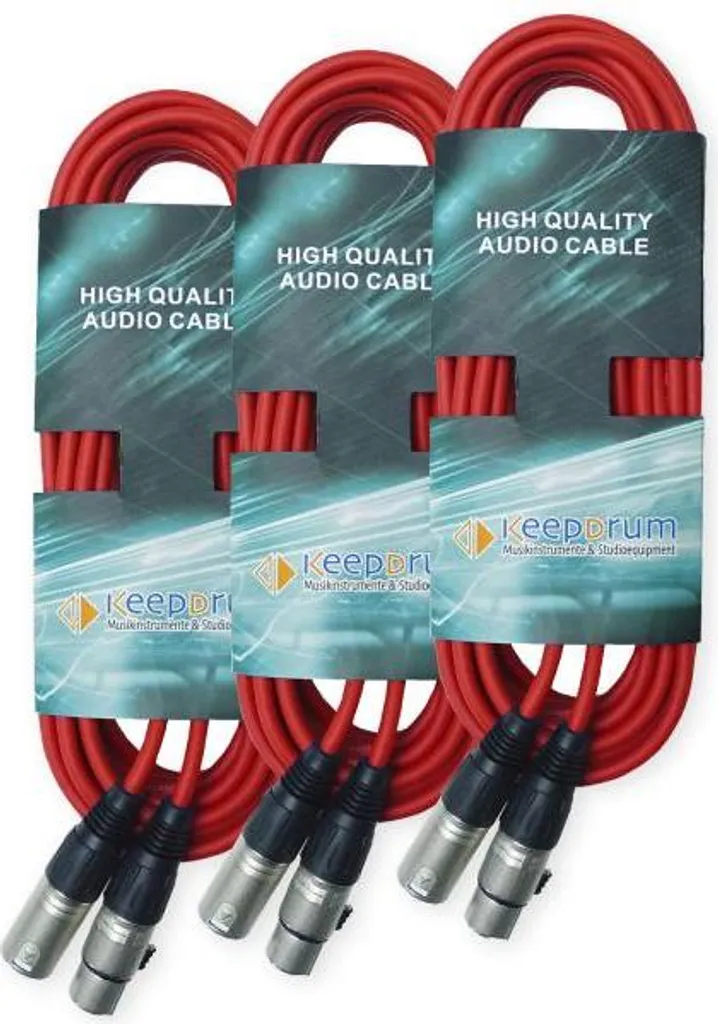 Câble DMX 15m Rouge XLR 3 Broches - Lot de 3 pour jeux de lumière