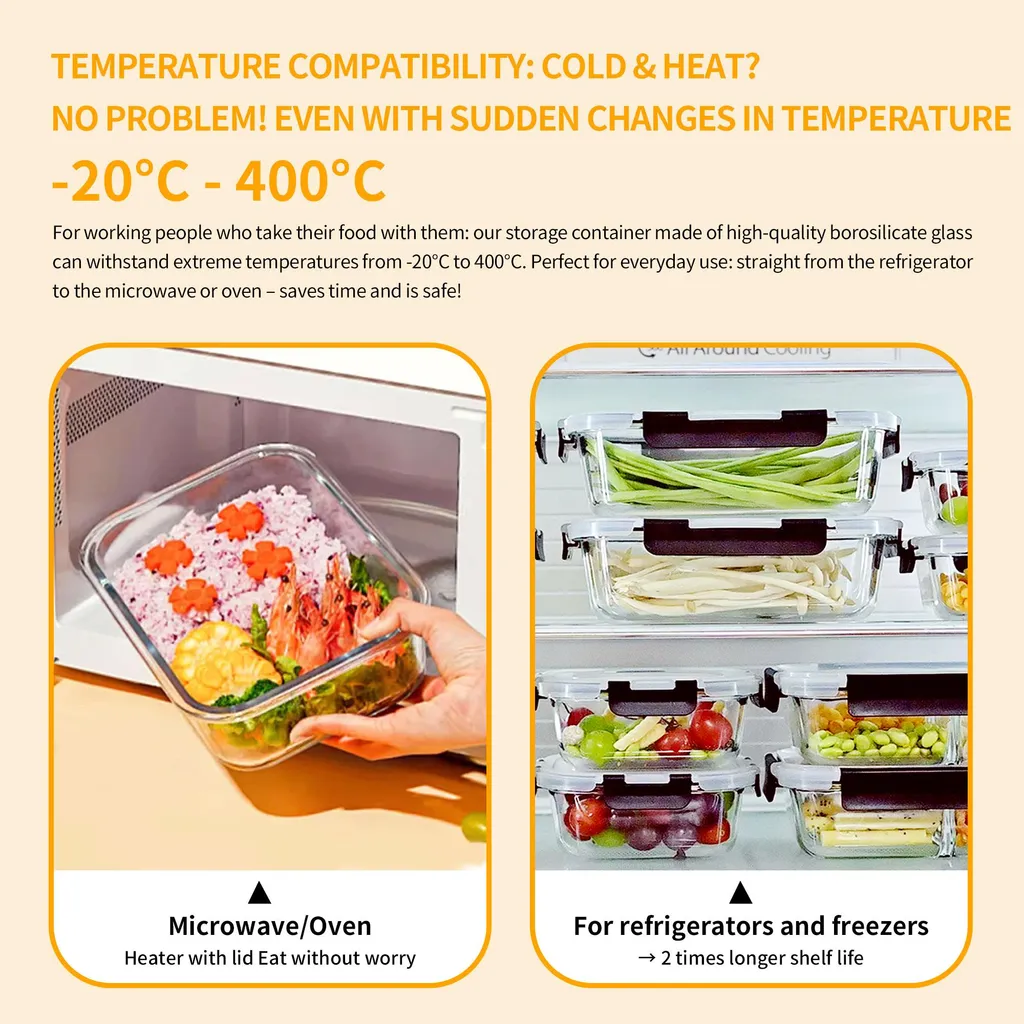 Récipient en verre borosilicate empilable 1040 ml - Pack de 4 boîtes - 4