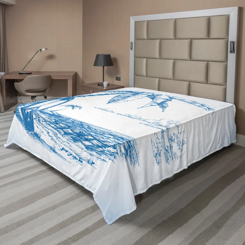 Drap de lit plat microfibre doux thème océan et surf pour lit 2 personnes