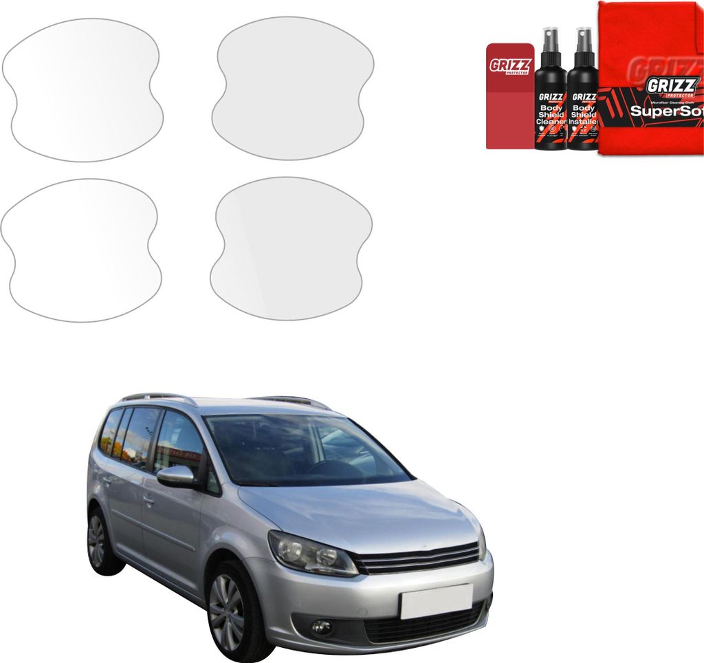 4in1 Schutzfolie für Türgriffmulden - Volkswagen Touran I MPV 5D (2010-2015) Grizz Protector