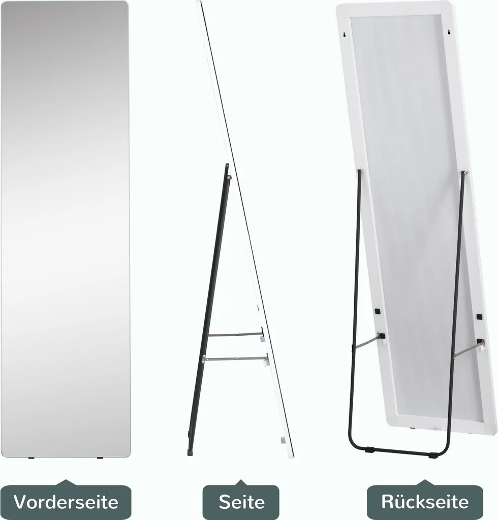 Miroir intégral argent avec support réglable, format 45 x 160 cm chic