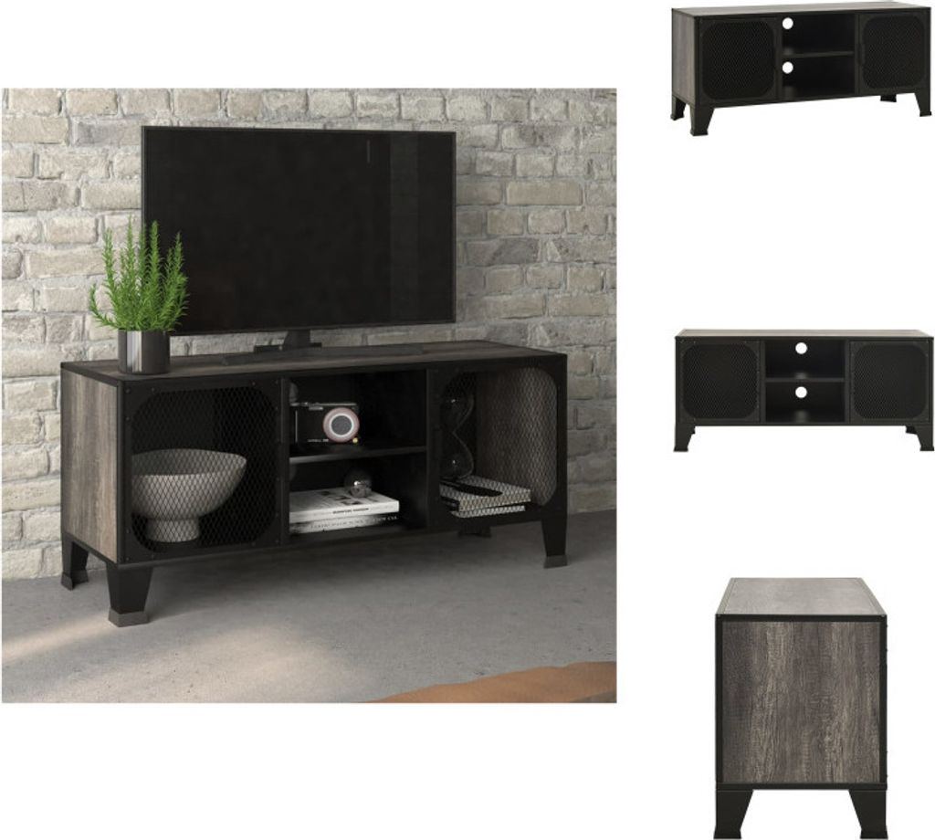 vidaXL TV-Schrank Grau 105x36x47 cm Metall und MDF - TV-Möbel