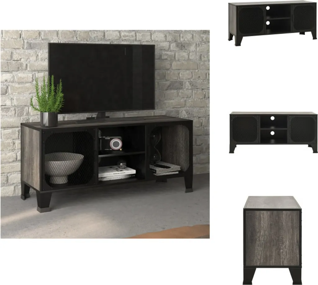 Mobile TV Grigio vidaXL 105x36x47 cm - Metallo e MDF Stile Industrial
