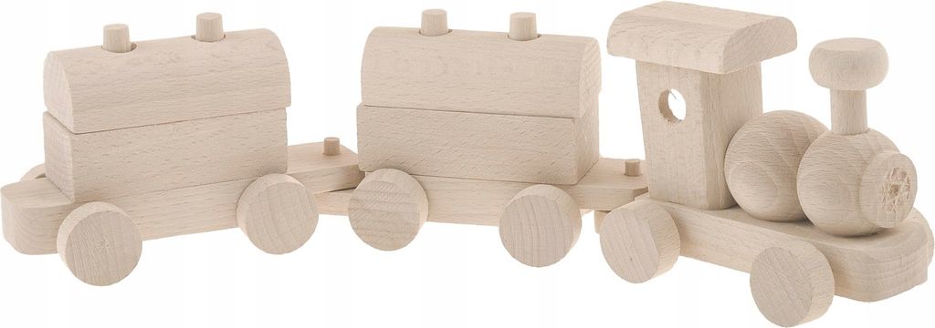 Ferrovia di legno piccola locomotiva di legno treno Immagine del prodotto 