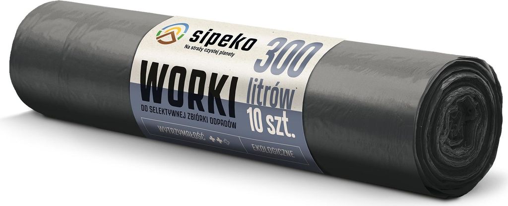 LDPE Worki na śmieci SIPEKO 300L 10szt. CZARNE Zdjęcie produktu 