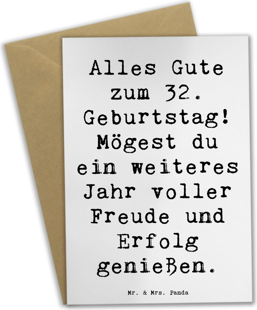 Mr. & Mrs. Panda Beileidskarte Spruch 32. Geburtstag - Weiß - Geschenk, Geburtstagsgeschenk, Grußkarten, osterkarte, hochzeitskarten, Alter, insp...