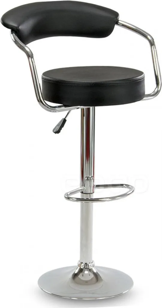 Tabouret noir Vigo réglable en hauteur avec dossier et repose-pieds fixe