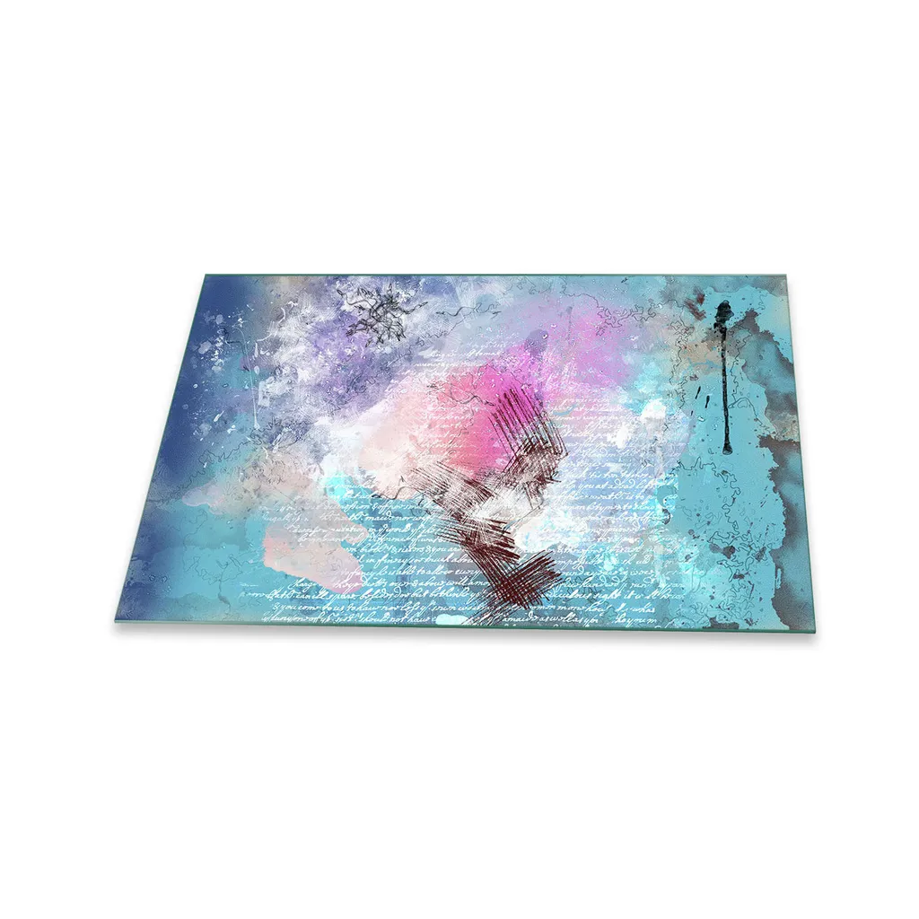 Decorwelt Piastra Di Copertura Per Piano Cottura In Vetroceramica 80x52 Cm: Decorazione Astratta, Multifunzione (Tagliere, Sottopentola, Paraspruzzi), Vetro Sicurezza 4mm