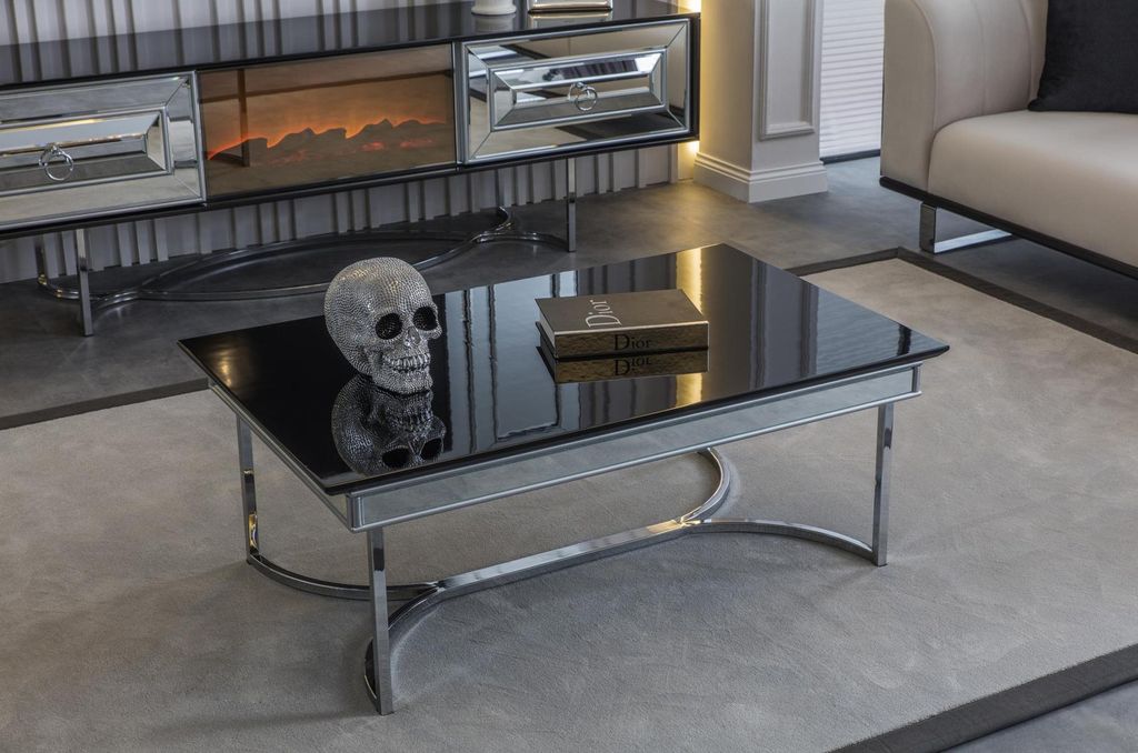 Schwarzer Wohnzimmer Couchtisch Designer Glastisch Edle Möbel