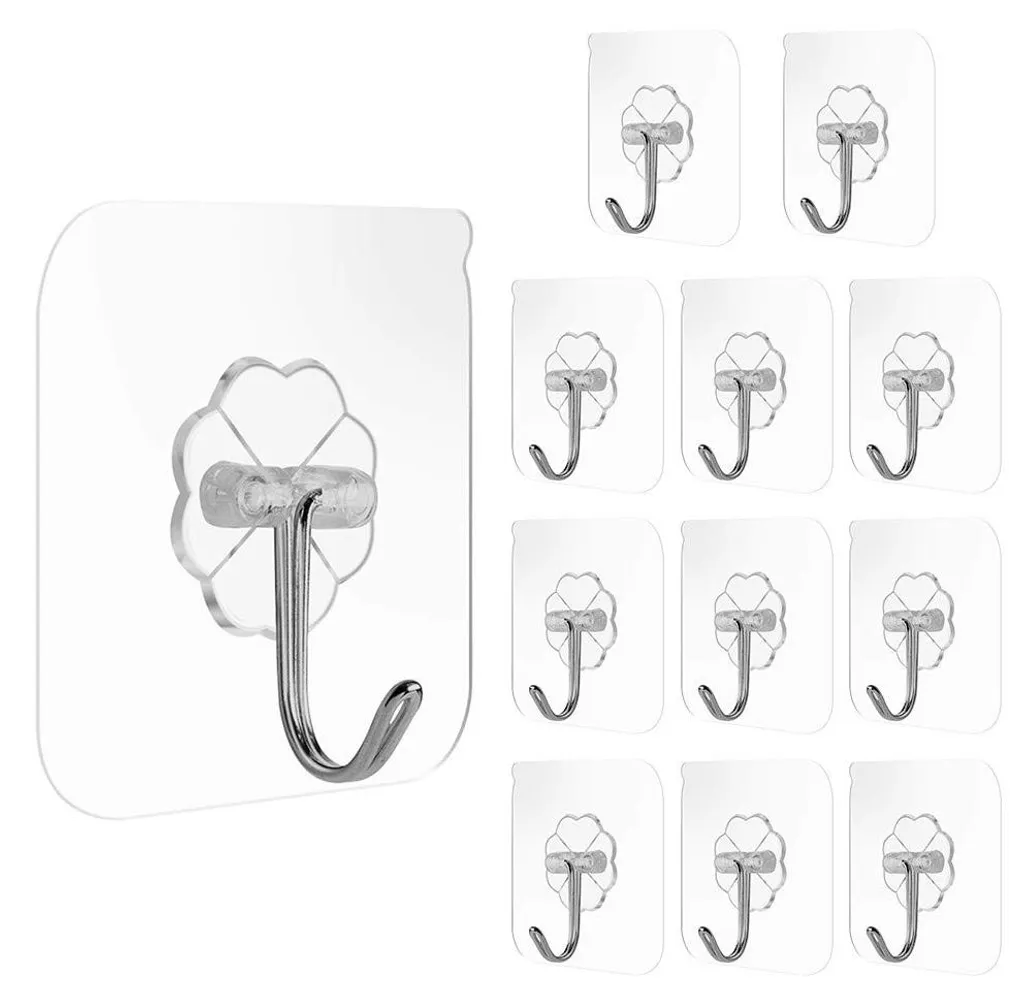 Lot de 12 crochets magiques en plastique pour salle de bain murale