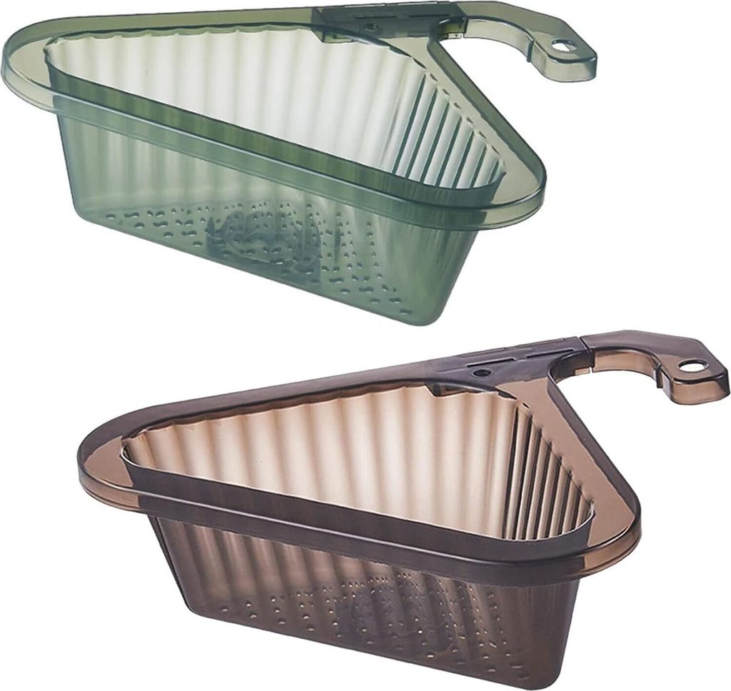 2 x Abflusskörbe für Küchenspülen, 20,5 x 25 x 8 cm, Abflusskorb, dreieckiger Filterkorb für Spülbecken, dreieckiges Spülbecken, Abflusskorb...
